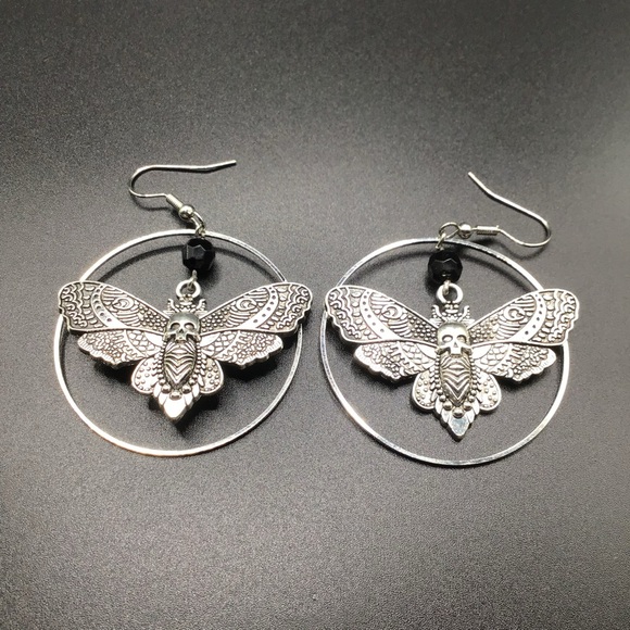 Death Moth Hoop Earrings - Picture 2 of 2